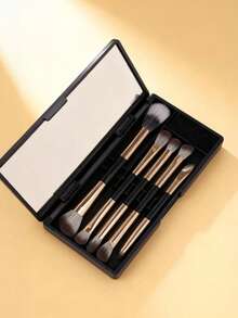 Set de 5 piezas de brochas de maquillaje para viaje con estuche, brochas multifuncionales portátiles para sombras de ojos, cejas y correctores, herramientas cosméticas, regalos - Multicolor - Ver 15