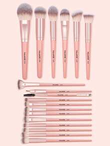 MAANGE 18支/20支化妆刷套装，包含18支专业化妆刷+1个收纳袋+1个水滴化妆海绵，还包含轮廓刷、粉底刷和散粉刷。 - 西瓜粉 - 查看 5