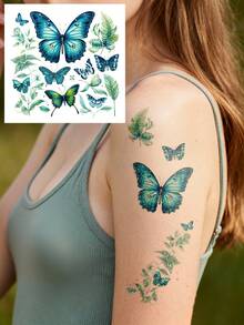 STARTTOOS Sparkling Butterfly Tattoo Sticker, Gradient Butterfly Flower Pattern, Temporary Fake Tattoo Sticker Suitable For Fingers, Ears, Shoulders, Neck, Collarbone DIY, Daily Party, Festival Gift, Body Waterproof, Realistic Tattoo Sticker - Multicolor - View 17