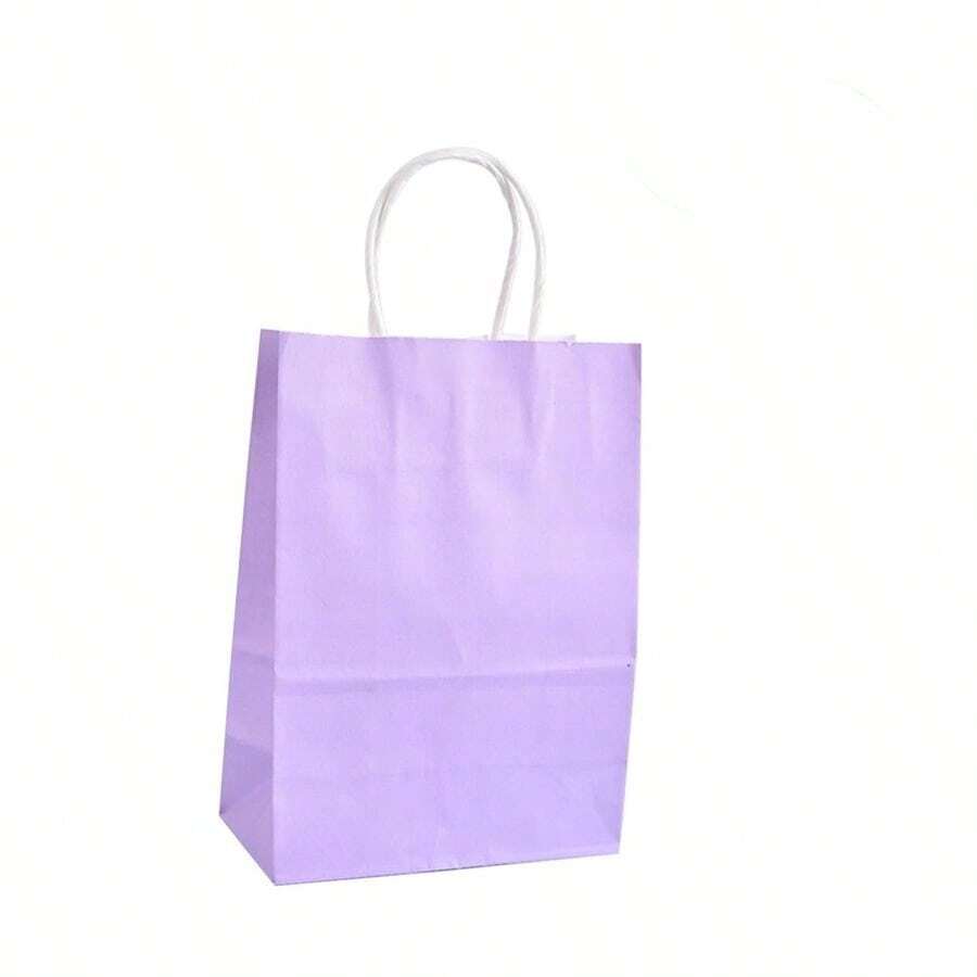 Kraft Paper Bags 50 Pack 8.3X5.9X3.1 Inch   Shopping Bags With Handles For Retail Wrapping An... - Violet - View 1
