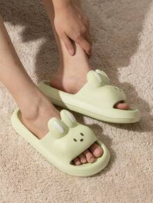 女士可爱兔子柔软防滑浴室/室内拖鞋，情侣款，卡通 EVA 户外/室内拖鞋，四季皆宜 - 綠色 - 查看 3