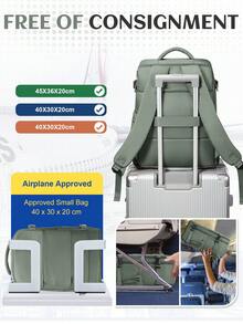 Unisex Large Travel Backpack, Business Laptop Backpack, Carry-On Size 42x20x32cm, Meets Airline Standards, Water-Resistant, Multi-Function Separate Shoe Compartment, Wet & Dry Separation, Suitable For Students, Commuting, Laptop, Vacation Travel - Army Green - View 9