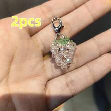 1/2 mặt dây chuyền trái cây 3D thủ công dễ thương, đồ trang trí giày tự làm, phụ kiện giày thủ công hình quả anh đào, dâu tây, hoa đính hạt - Nhiều màu - Xem 12