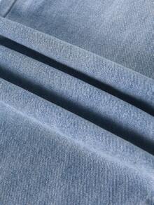 Y2K街头风水洗牛仔裤，斜插口袋，松紧腰，阔腿设计，休闲日常穿着