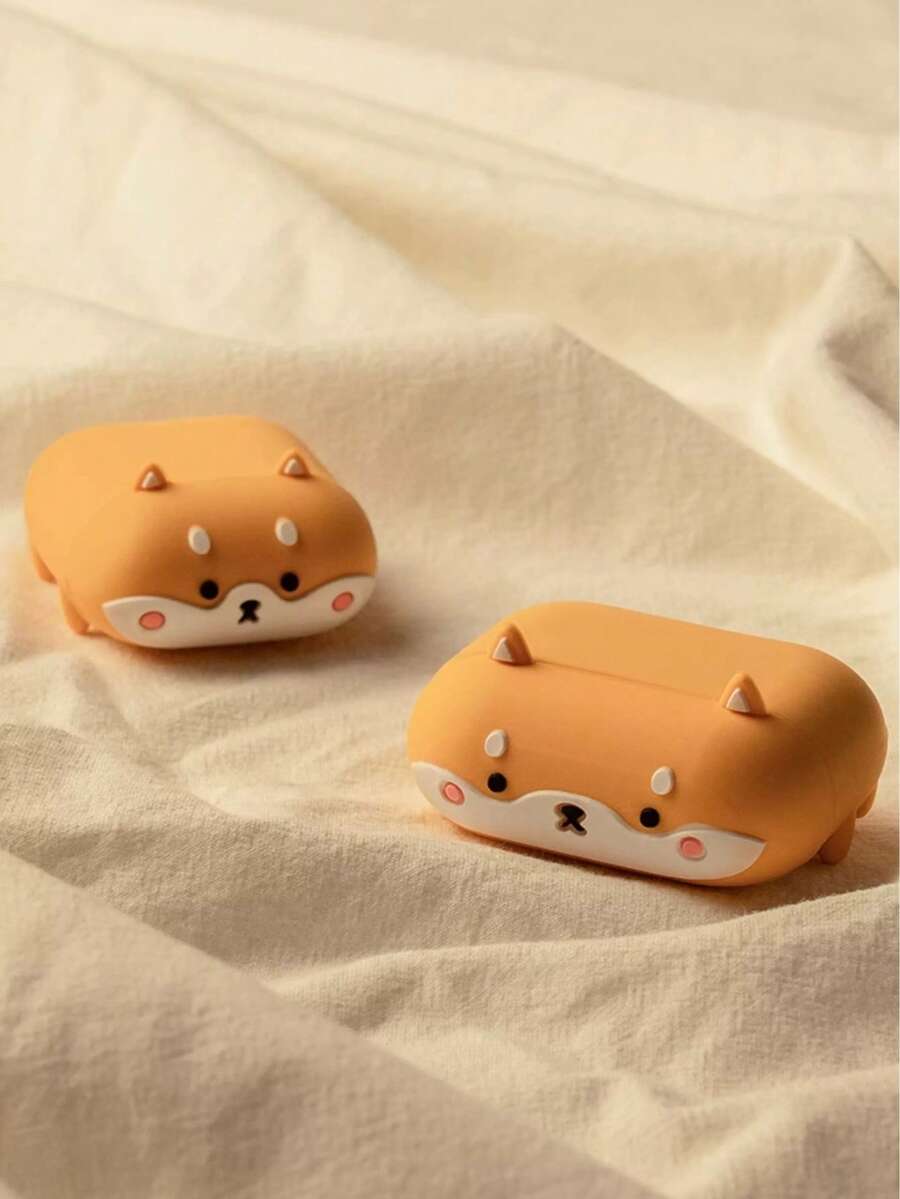 1个可爱卡通柯基犬造型保护套，兼容 Pro 2、1/2、3、4无线蓝牙耳机，柔软硅胶防摔耳机套（不含耳机） - 橘色 - 查看 1