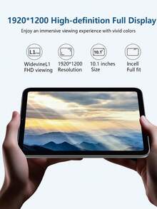 Qetupa 10,1-Zoll Android 14 Tablet, T606 Octa-Core 1,6GHz Prozessor, 4GB RAM+128GB ROM/8GB RAM+256GB ROM, 802.11ax WLAN 6 2,4G+5G, Bluetooth 5.0, Incell FHD (1920x1200) IPS Touchscreen, 5MP+8MP Dual-Kameras, 6000mAh langanhaltend Akku