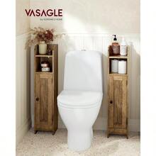 Small Bathroom Storage Corner Floor Cabinet With Door 20 X 18 X 80 Cm Bathroom Organizer Narrow Toilet Paper Storage Cabinet Adjustable Shelves Honey Brown UBBK310K01 - 蜜棕色 - 查看 3