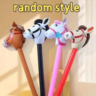1个或3个充气马头棒 - 轻质PVC派对道具，配有生动的眼睛和鬃毛，无需用电，适用于生日、婚礼、万圣节、圣诞节等场合。