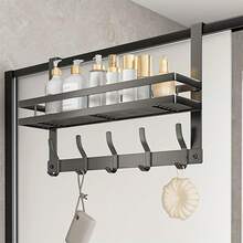 门挂式储物架，壁挂式收纳架，门钩——无需钻孔，安装简便。黑色或灰色可选。适用于卧室、宿舍等场所。非常适合存放物品和悬挂外套。是绝佳的圣诞礼物、理想礼品或赠品。空间利用率极高的实用好帮手。 - 彩色 - 查看 5