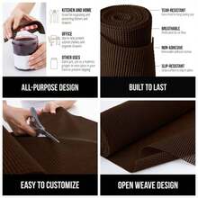 - Forro para cajones y estantes, agarre fuerte, no adhesivo, fcil de instalar, 12 pulgadasx 20 pies, forros de organizacin duraderos, gabinetes de cocina, cajones, estantes de almacenamiento para baos, chocolate - Chocolate + 30An x 30L cm - Ver 1