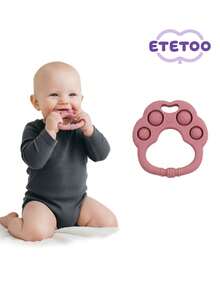 ETETOO 1pc Silicone Dog Paw Shaped Teething Toy, Soft Silicone Sensory Chew Toy, Colorful Silicone Teething Rings For Babies 6-12 Months - 彩色 - 查看 9