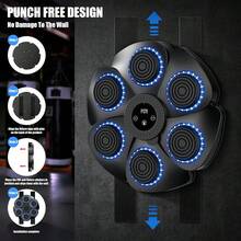 Music Boxing Machine, Musical Boxing Machine With LED Lights, 1 Pair Boxing Gloves, 9 Modes&18 Speed Punching, Support Bluetooth, Automatic Counting, Wall Mounted, Smart Music Punch Machine For Adults - Black - View 7