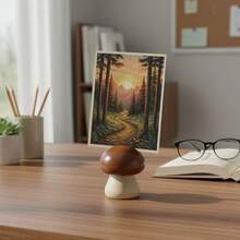 Candy-Colored Mushroom Apple Wooden Message Holder, Office Desk Decoration, Cute Decorative Item, Photo Holder