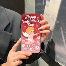 1PC Phone Case,  Happy Valentine's Day Cupid Hearts , Stylish Phone Case, Phone Decoration, All-around Lens Protection, Creative Small Gift, Funny Gift for Boys and Girls - ブラック - チェックする 5