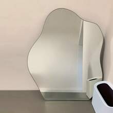 1pc Modern Cloud-Shaped Frameless Mirror, Horizontal Lacquered Finish, Polystyrene Material, Shatterproof High-Definition Mirror Surface, Suitable For Desktop Decor, No Electricity Required, Asymmetrical Floral Theme