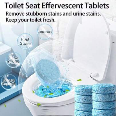 18pcs Blue Toilet Tank Cleaner, Suitable For Septic Tanks, Removes Hard Stains And Water Stains, Bathroom Automatic Toilet Cleaner And Deodorizer, Suitable For Home And Commercial Use.