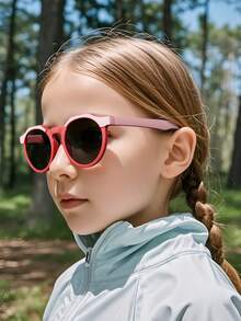 1 Pair Classic Dual-Tone Round Frame TPEE Children's Fashion Glasses, Suitable For Boys And Girls, Party, Holiday, Travel, Decoration, Daily Accessories, Photography Props