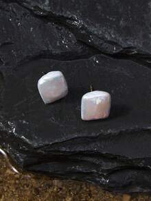 Opalesca 1pair Personalized Baroque Style 12-13mm Faux Pearl Stud Earrings Silver Ear Jewelry For Girlfriend Valentine's Day Gift Wedding Jewelry Bridal Jewelry Holiday Valentines