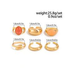 Set de 6 anillos de moda con gemas geométricas huecas de estilo bohemio, joyería versátil y encantadora como regalo para mujeres para fiestas casuales, diarias, de boda y días festivos - anillo - Ver 4
