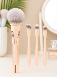 四合一多功能化妆刷套装，便携高端磁性化妆刷套装，包含散粉刷、腮红刷、眼影刷、遮瑕刷、鼻影刷，旅行化妆刷套装，美妆工具，赠品，专业化妆刷，全套化妆工具 - 彩色 - 查看 2