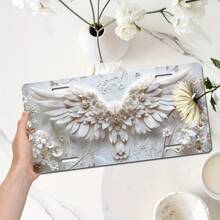 Decorative Use Only, Car P 6x12inch Aluminum Car License Plate With 3D Angel Wings Design - Beautiful Floral Decoration, Decorative Front Plate Vehicles, Car Exterior Accessories, Car Decoration - A - 查看 2
