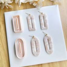 1pc/2pcs The Soft Pottery Mold With Simple Geometric Shapes Is Suitable For Novice DIY Craftsmen To Make Soft Pottery Handmade Earrings - Apricot - View 2