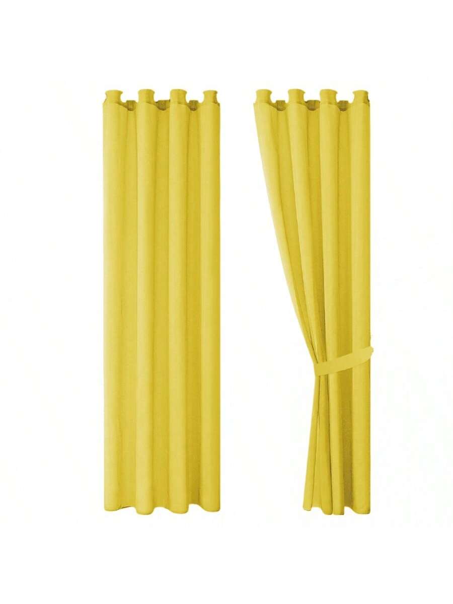 Cortinas transparentes Color Amarillo Dorado de alta durabilidad de 140cm*225cm, CORTINA 1 PZ