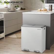SONGMICS Trash Can, 2 X 8-Gallon Garbage Can For Kitchen, With 15 Trash Bags, 2 Compartments, Plastic Inner Buckets And Hinged Lids, Airtigh - trắng - Xem 1