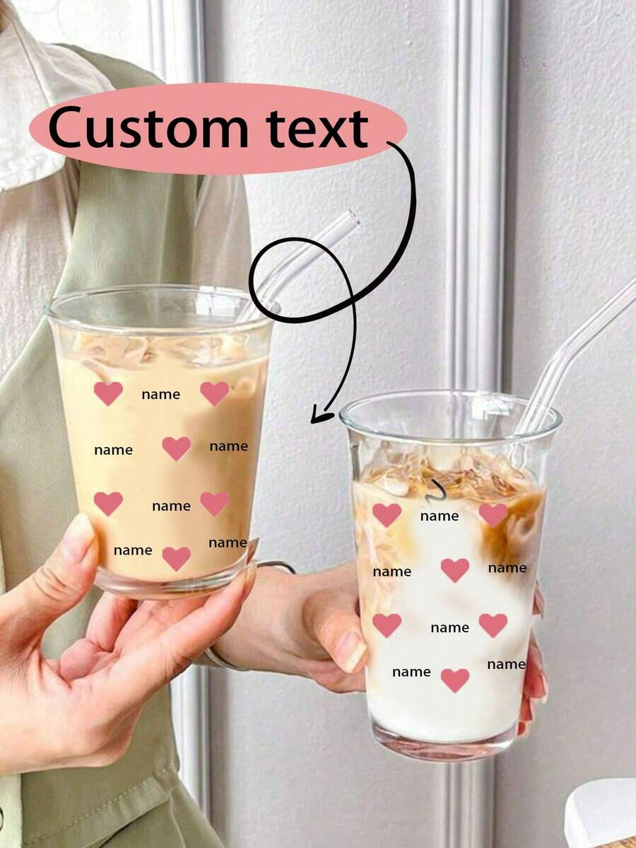 Customized Name Water Bottle, Personalized Transparent Insulated Cup, Transparent Name Cup, Customized Drinking Cup, Office Cup, Fitness Water Bottle, Bridesmaid Gift Cup, Customized Text Cup, Daily Hydration Cup, Personalized Drinkware, Customized Text Drinking Cup, Suitable For Office, Gym Daily Use, Bridesmaid Gift Bottle, Back To School Gift, Halloween, Christmas Gift, Valentine's Day Gift - Multicolor - View 1