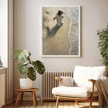 1pc Unframed Canvas Beach White-Clad Figure Embrace Healing-Style Decor – Fits Cozy Bedroom/Faith-Themed Space Wall Decor (All Seasons); Ideal For Faith-Themed Decor Lovers, Warm Healing Style Enthusiasts - Multicolor - View 9