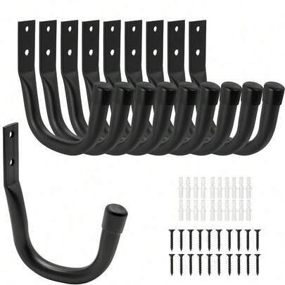 Shoze 10pcs Steel Garage Tool Hooks: Heavy-Duty Wall Hangers, Garage Storage And Organization Tools