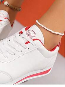 Women's White & Red Retro Casual Sneakers: Color Block Shoes For Daily Style Comfy Retro Casual Sneakers: White & Red Color Block Shoes - Versatile For Jeans & Dresses Elevated White & Red Sneakers: Retro Casual Color Block Shoes For Women 2025 Stylish Retro Casual Sneakers: White & Red Color Block Shoes - Perfect For Outings Casual White & Red Sneakers: Retro Color Block Shoes For Comfort & Fashion - Đỏ - Xem 4
