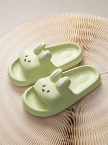 女士可爱兔子柔软防滑浴室/室内拖鞋，情侣款，卡通 EVA 户外/室内拖鞋，四季皆宜 - 綠色 - 查看 5