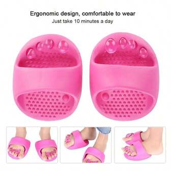 Pink Arch Support Slippers For Foot Massage - Yoga Practice Equipment With Toe Separator, Calf Strengthening Agent & Relaxation Tools - Includes Spike Massage Balls For Deep Tissue Soothing, Foot & Leg Massagers, Massage Tools