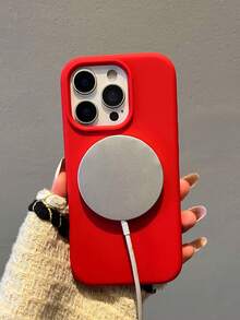 Luxury Fluorescent Liquid Silicone Phone Case, Compatible With IPhone 18 Pro Max 17 Air 16 15 14 13 12 17 Pro Max Plus, Magnetic Soft Shell - New Year Red - View 7
