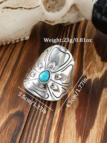 1-2件装女士复古绿松石色长方形/椭圆形西部风发饰发夹、爪夹、发卡、发夹、头饰、发卡 - 彩色 - 查看 8