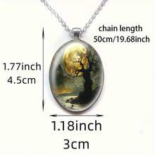 One Moon Tree Scenic Pendant, Mysterious , Romantic Night, Personality Ornament Pendant Necklace Oval Alloy Glass Pendant Romantic Fashion Jewelry Accessories Ideal For Christmas Gifts, Mother's Day Gifts, Father's Day Gifts, Valentine's Day Gifts, Daily Wear - 1 cái - Xem 4
