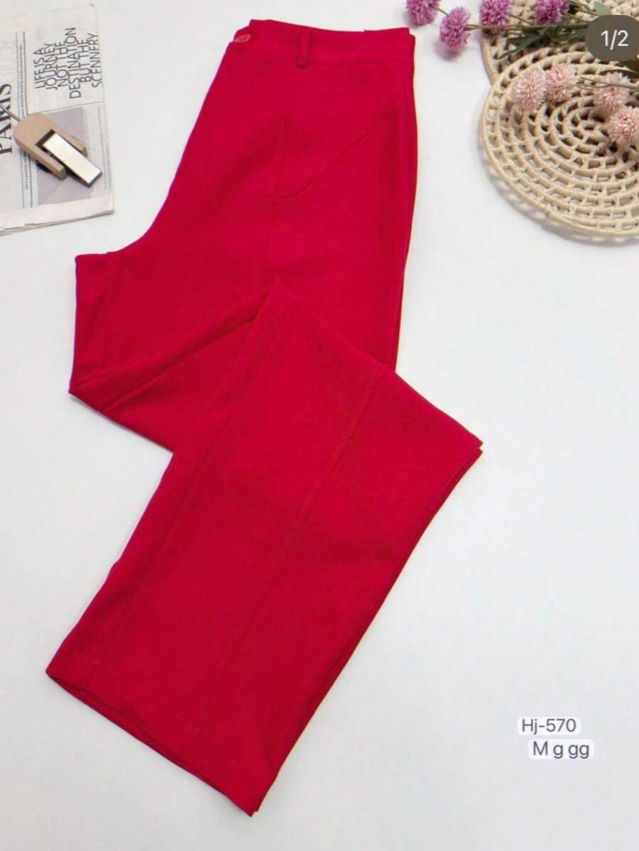 MISS RABBIT WOMEN Dress Pants S\38 M\40 L\42 GG\44 L1\46 L2\48 L3\50 - 紅色 - 查看 1