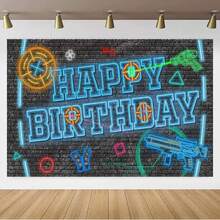 Telón de fondo para fiesta de cumpleaños de niños con dardos y pistolas de agua - Sin baterías requeridas, sin plumas, perfecto para celebraciones temáticas - Multicolor - Ver 36