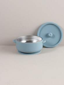 婴儿硅胶吸盘碗带盖，304不锈钢内碗，儿童自主进食餐具 - 彩色 - 查看 8