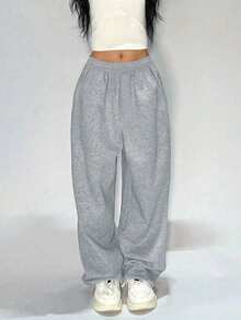 1件装少女休闲简约宽松百搭通勤裤，秋冬季