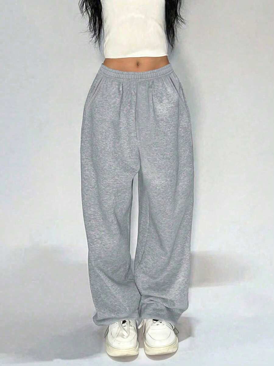 1件装少女休闲简约宽松百搭通勤裤，秋冬季