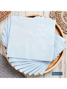 25/50pcs Light Blue Disposable Party Napkins, 2-Ply Soft Absorbent, Elegant Diamond Pattern, Suitable For Weddings, Birthdays, Anniversaries, Cocktail Parties - 5x5 Inch, Themed Event Decor And Daily Use - Light Blue - View 8