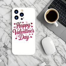 1PC Phone Case,  Happy Valentines Day Hearts Pattern , Stylish Phone Case, Phone Decoration, All-around Lens Protection, Creative Small Gift, Funny Gift for Boys and Girls - Negro - Ver 6