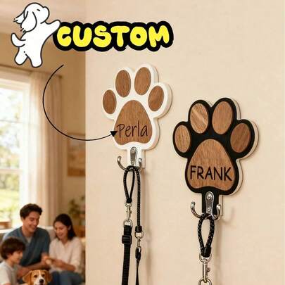 Personalized Leash Hook, Dog Leash Wooden Wall Hook, Cartoon Hanging Hooks Decor, Cat Fashionable, Cute, Colorful, Unique Cute, Customized Home Decor, Ideal Gift For Him, Her, Family, Friends, Pet Lovers, Anniversary Pet, Birthday Decor, Carved Fashionable, Stylish, Colorful, Retro, Cute, Contract, Cute Customized, Unique, Customized, Personalized Anniversary Pet, Birthday, Vacay Ambiance, Jewelry