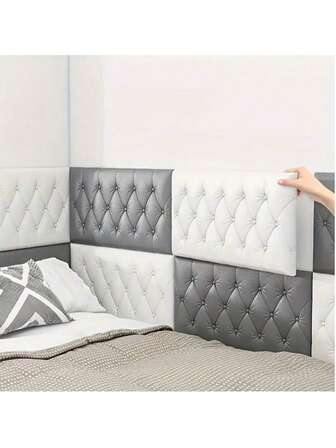 Bolsa suave antichoque para mesita de noche, pegatina de pared 3D tridimensional autoadhesiva de espuma, cojín de tatami para habitación infantil, papel tapiz de espuma en relieve 3D, textura de imitación de cuero, textura suave (grosor 0,5 cm/0,19 pulgadas), pegatina de pared de espuma autoadhesiva, recorte, fondo decorativo para dormitorio, aislamiento acústico y refuerzo de la tela de pared, impermeable