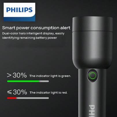 PHILIPS SFL1236 손전등: 컴팩트하고 휴대하기 편리하며 다기능을 갖춘 손전등; 고밀도 방수 및 내구성 우수; 원버튼 전환으로 4가지 모드 사용 가능