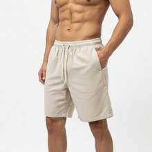 1 Summer Shorts All Regular Fit Pocket Drawstring Tie Beach Daily Holiday Weekend Casual Going Out Carnival Father's Day Spring Picnic Mother's Day New Year Linen Shorts - 米色 - 查看 7