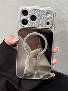 闪亮钻石镜面手机壳，兼容无线充电 - 銀色 - 查看 17