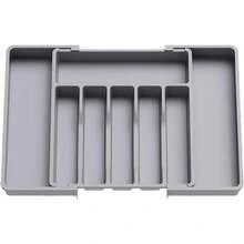 1pc Adjustable Plastic Cutlery Tray, Suitable For Kitchen Utensil Storage, Holds Knives, Forks, Spoons - Multicolor - View 2